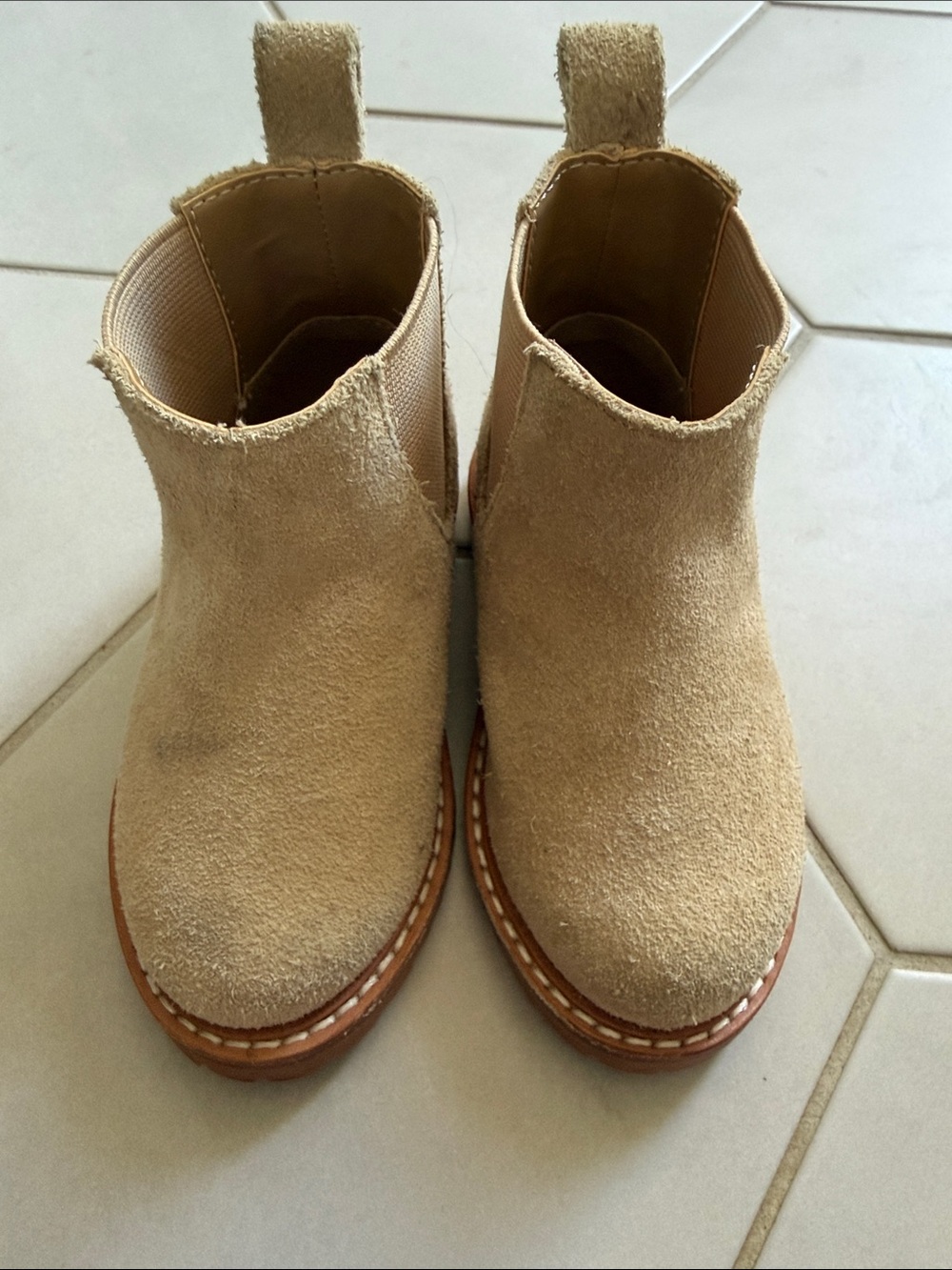 Janie and Jack Tan Suede Chelsea Booties